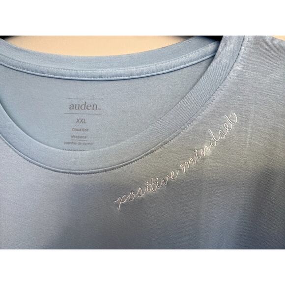 Auden Cloud Knit “Positive Mindset” Shirt Womens XXL Blue - Picture 2 of 5